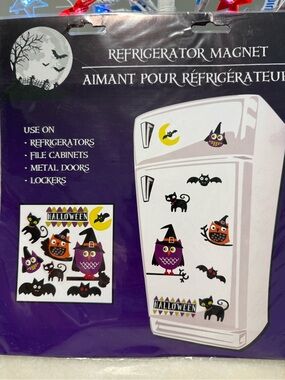 Halloween Refrigerator Magnets - Purple and Black Holiday Set